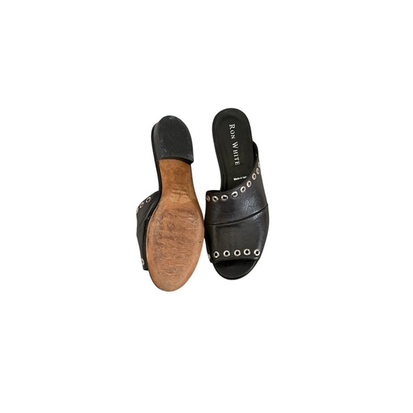 RON WHITE Black Studded Women's Slides Mules - Picture 8 of 13